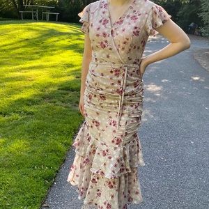 NWT cherry blossom embroidered maxi dress